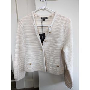 Massimo Dutti Textured Knit Cardigan with Gold Buttons